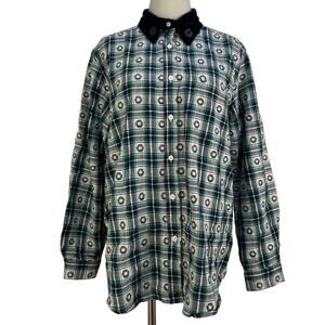 Vintage Christmas Wreath Button Up Shirt Bobbie Brooks